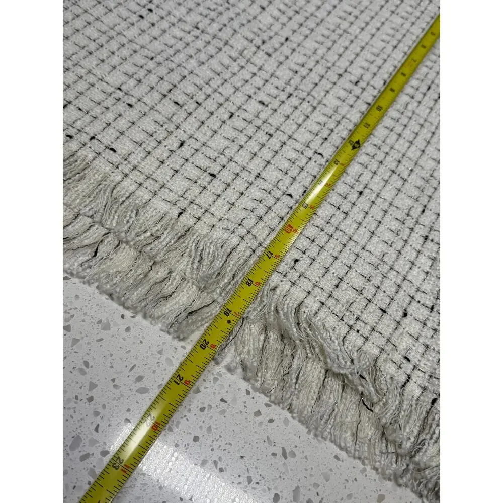 ZARA Textured Tweed Crop Top Blouse Puff Sleeve White size L - Picture 3 of 9